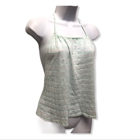 LF Mint Striped Sheer Open Back Halter Top | Size M - Picture 3 of 9